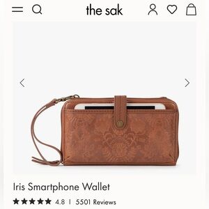 The Sak Iris Smartphone Wallet in Tobacco Floral Embossed NEW